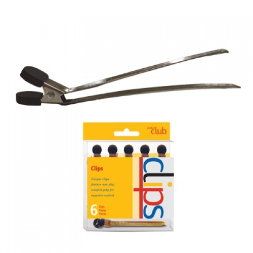 Pinza Cab Aluminio 9 Cm para sujetar papel y accesorios, diseño de aluminio con extremos acolchados y paquete de 6 clips