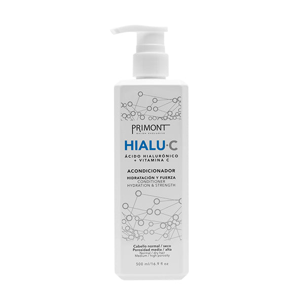 ACOND HIDRATACION Y FUERZA HIALU-C acondicionador hidratación y fuerza en envase blanco con dosificador 500 ml