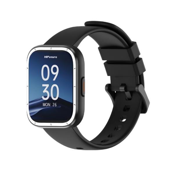 SMART WATCH HIFUTURE ZONE3 NEGRO con pantalla IPS de 1.85 pulgadas, diseño de aluminio ultraligero y correa negra ajustable.