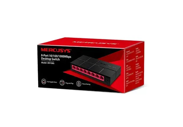 SWITCH MERCUSYS DE 8 PUERTOS GIGA DESKTOP - switch de sobremesa 8 puertos Gigabit compacto plug & play con ahorro de energía Green Ethernet