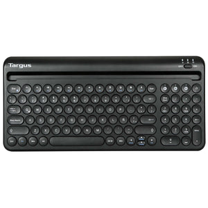 Teclado Bluetooth antimicrobiano multidispositivo de Targus con soporte para tabletas y teléfonos.