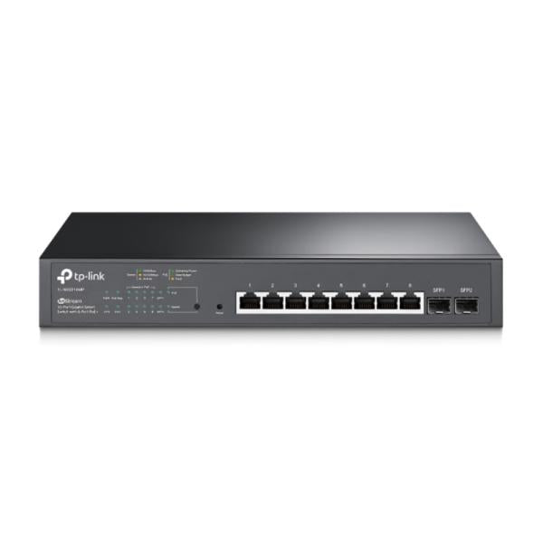 SWITCH TP LINK SG2210MP(UN) 8 PUERTOS POE+ 2 RANURAS SFP GIGABIT 10/100/1000 MBPS - frontal view of 8‑port PoE+ gigabit switch