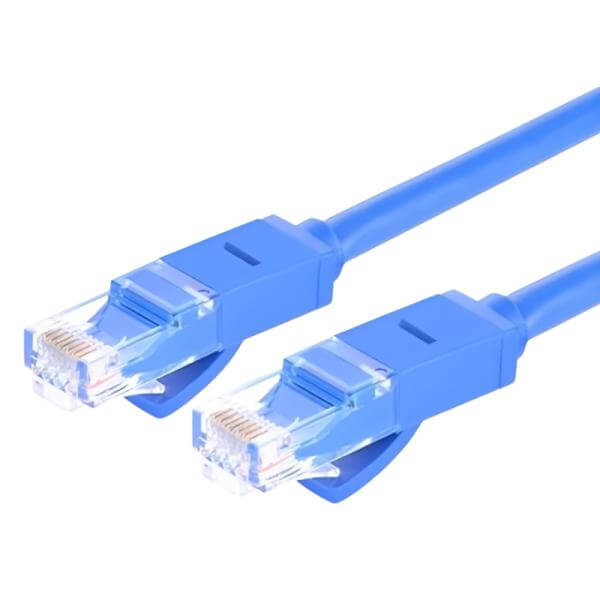 CABLE DE RED UGREEN NW102 CAT 6 U/UTP LAN 10M 11205 - cable azul con conectores RJ45 visible