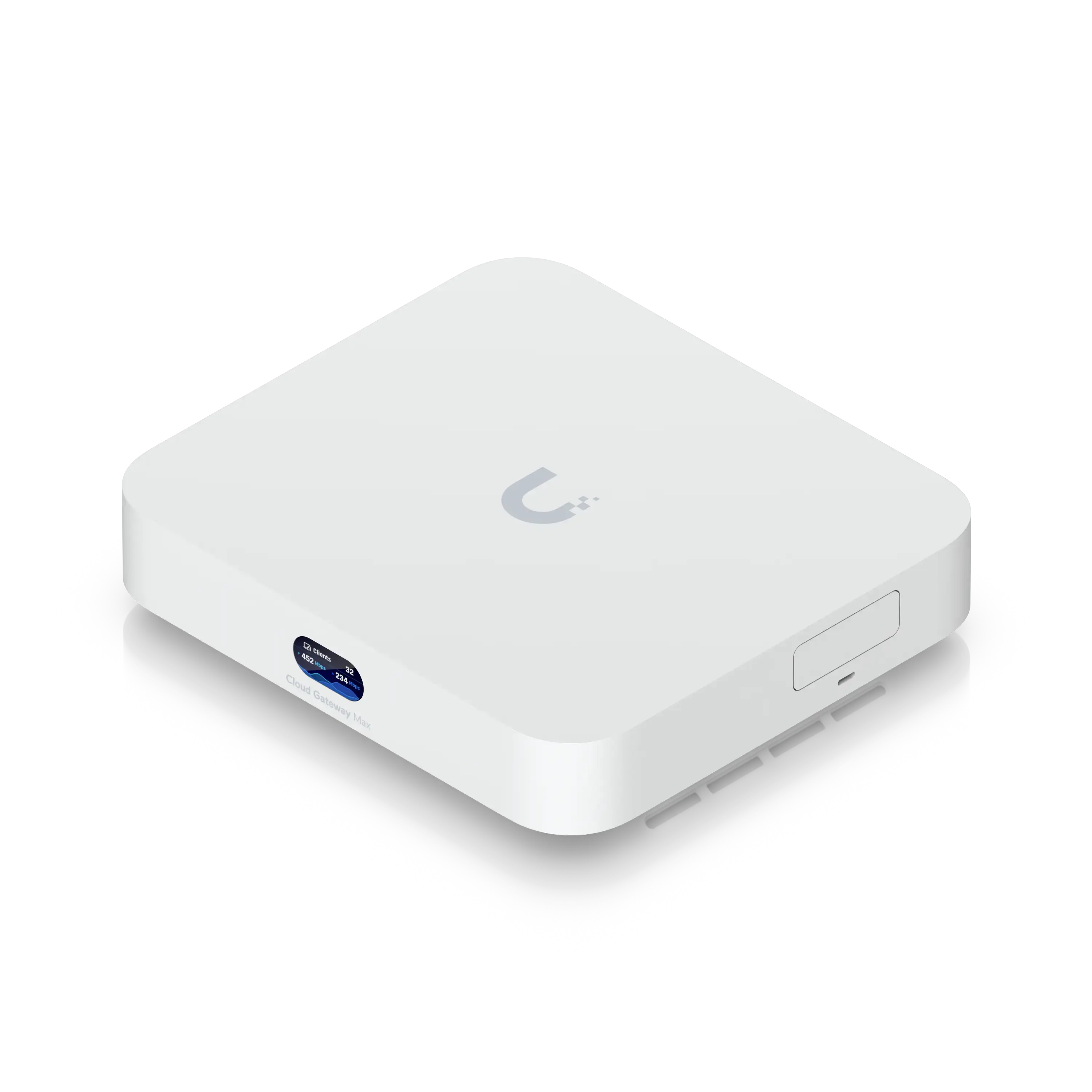 Router UniFi Cloud Gateway MAX 2.5G, compacto y funcional, ideal para administrar múltiples dispositivos.