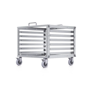 Rack móvil 6U con patchpanel Gigabit, diseño robusto y práctico, ideal para almacenamiento y fácil movilidad.