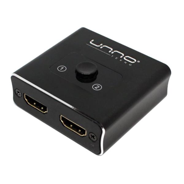 SWITCH UNNO TEKNO HDMI BIDIRECTIONAL HB1201BK compact black 2-port HDMI switch with selection button