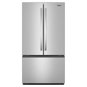Refrigerador French Door 31 pies Whirlpool de acero inoxidable, diseño elegante y funcional.