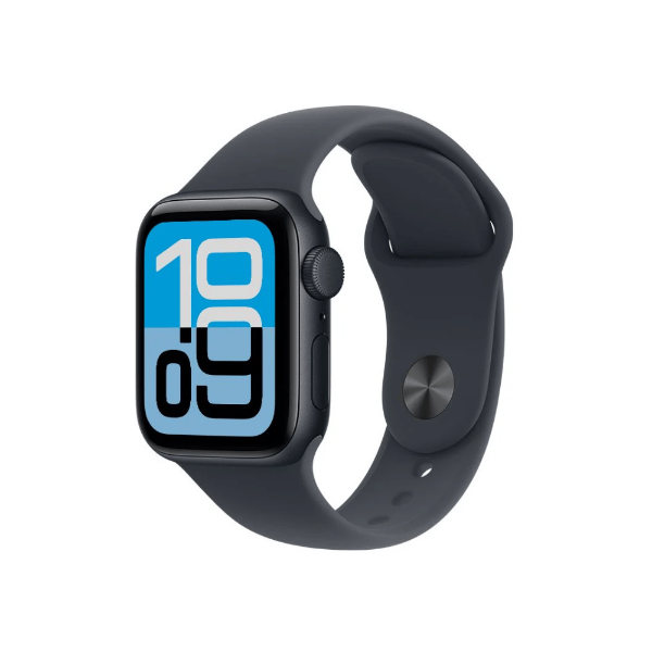 Apple Watch SE3 44mm Negro con pantalla Retina y diseño ligero de aluminio, ideal para salud y actividad física.