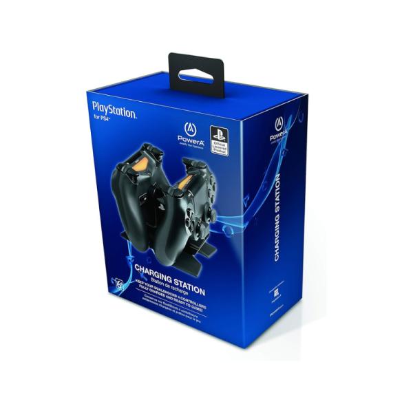 POWER A SONY PS4 DUAL CHARGER en caja azul para cargar controladores.