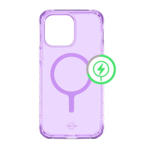 ITSKINS CASE FOR APPLE IPHONE 14 PRO MAX (6.7") SUPREME R // CLEAR WITH MAGSAFE LIGHT PURPLE AND PRINT