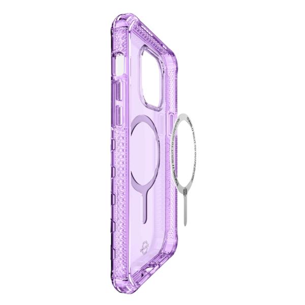ITSKINS CASE FOR APPLE IPHONE 14 PRO MAX (6.7") SUPREME R // CLEAR WITH MAGSAFE LIGHT PURPLE AND PRINT