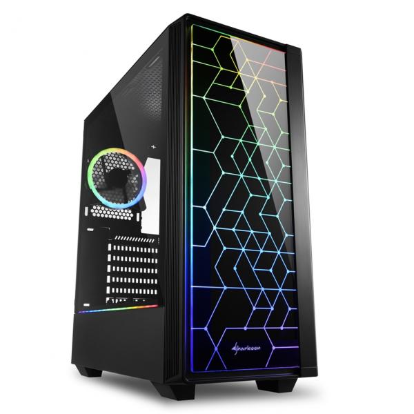 CASE GAMING RGB SHARKOON LIT 100 MID TOWER VENTILADORES 2 DE 120MM CON VIDRIO LATERAL Y PATRON REFLECTANTE FRONTAL 4044951028153