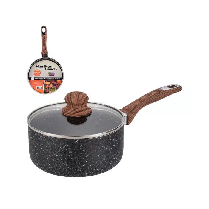 Hamilton Beach Sauce Pan Antiadherente 2Qt C/Tapa Marmol Induccion 3.0Mm Hap109