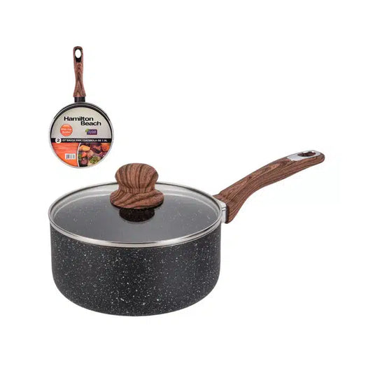 Hamilton Beach Sauce Pan Antiadherente 2Qt C/Tapa Marmol Induccion 3.0Mm Hap109