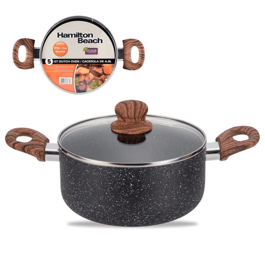 Hamilton Beach Dutch Oven Antiadherente 4.7L | 5Qt C/Tapa Marmol Induccion 3.0Mm Hap112