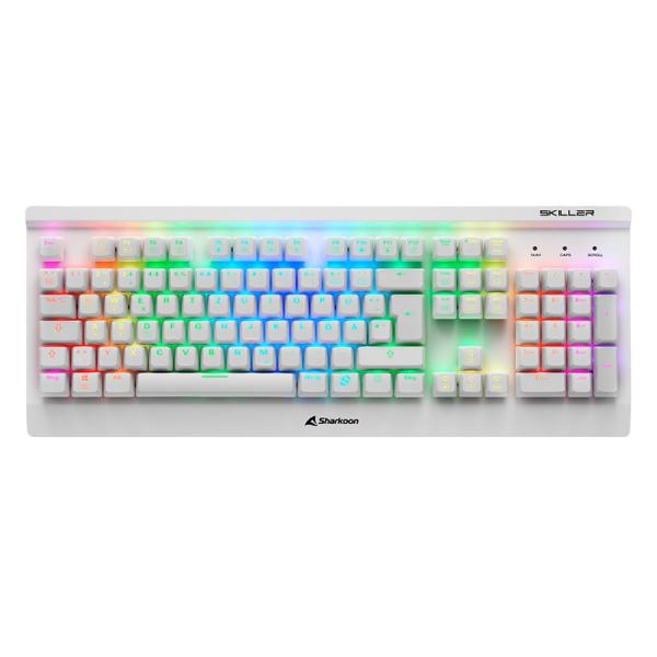 TECLADO GAMING RGB SHARKOON SKILLER SGK3 MECÁNICO ALÁMBRICO USB INGLÉS SWITCH AZUL 4044951032174