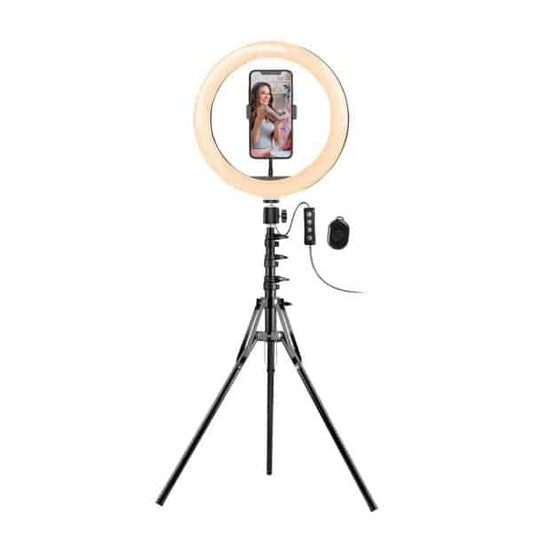 Anillo De Luz Para Selfie Argom Spotlight Pro 9320 10" Con Tripod/Bt Shutter/Phone Arg-Lp-9320Bk