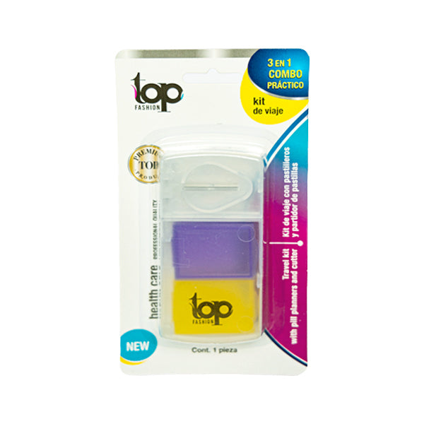 KIT DE VIAJE TOP FASHION 3 EN 1 COMBO PRÁCTICO CON RECIPIENTES Y PORTA CEPILLO DENTAL 1 PIEZA