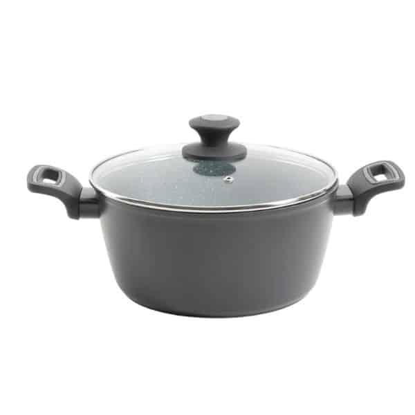 Oster Olla Aluminio, Con Tapa - 5 Litros - Colección Bastone - Interior Gris Mate - 2.9Mm De Grosor - Agarraderas De Baquelita