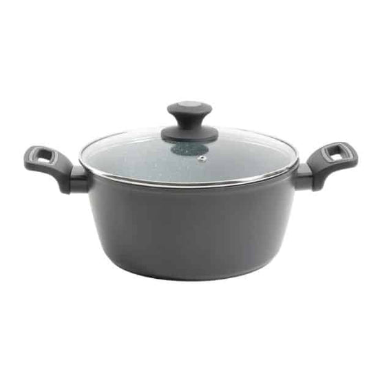 Oster Olla Aluminio, Con Tapa - 5 Litros - Colección Bastone - Interior Gris Mate - 2.9Mm De Grosor - Agarraderas De Baquelita