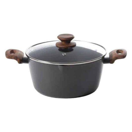 Oster Olla Aluminio Forjado, Con Tapa - 4.3 Litros - Colección Amberg - Antiadherente Xylan Plus - 2.5Mm De Grosor - Agarraderas Imitación Madera