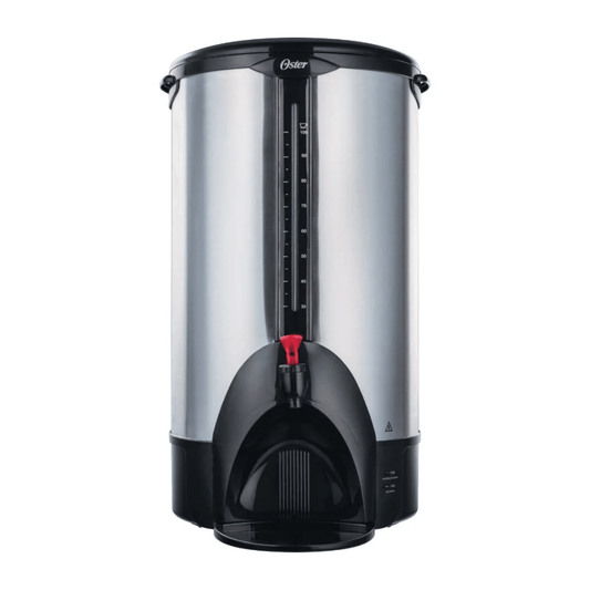 Percolador Oster De 100 Tazas Con Doble Capa De Acero Inoxidable, Indicador De Nivel De Agua, Función De Apagado Automático