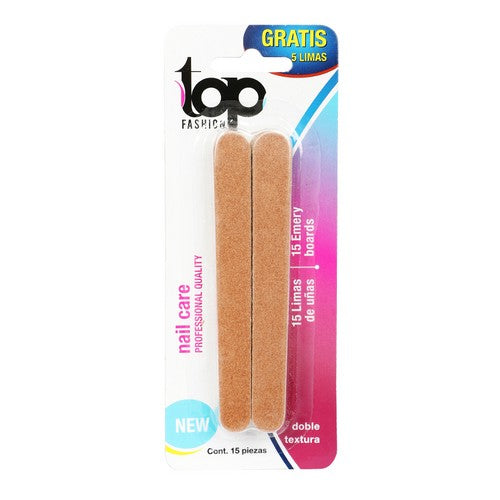 15 LIMAS UÑAS DOBLE TEXTURA 10 CM pack de 15 limas de uñas doble textura 10 cm color marrón para manicura profesional