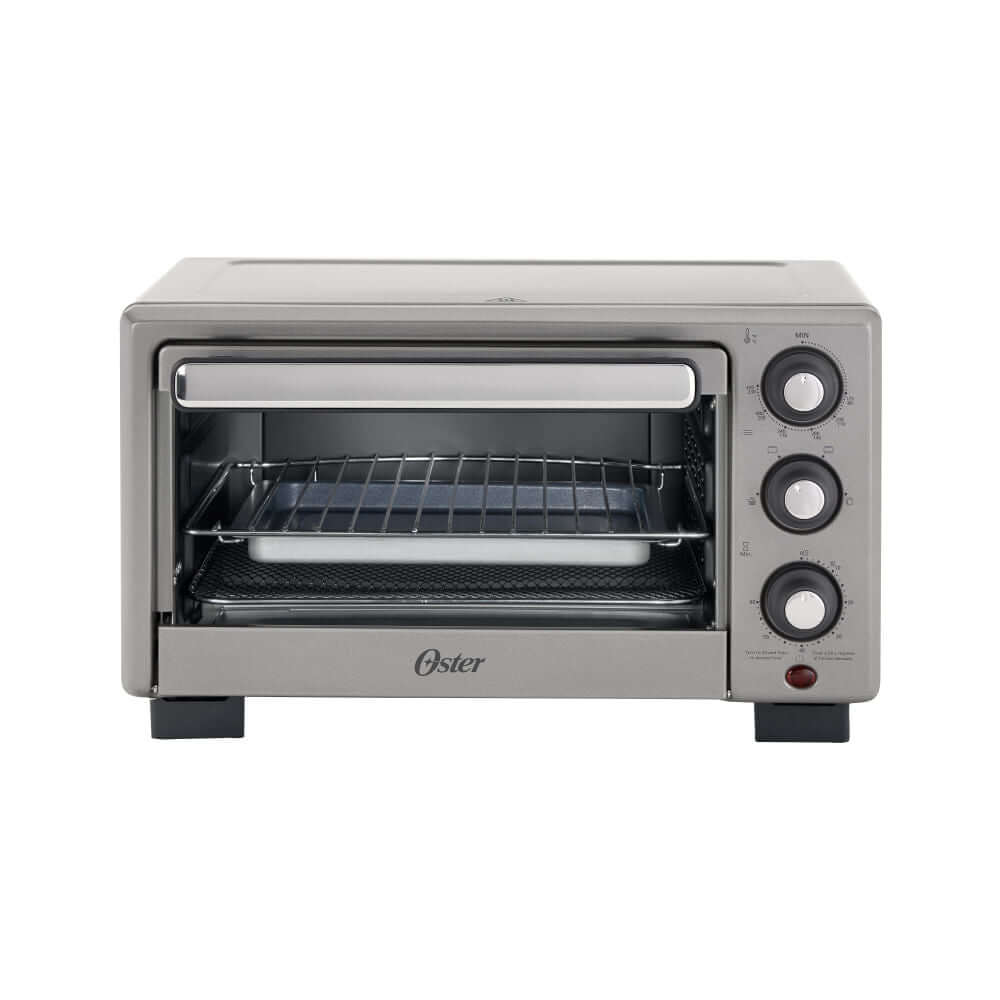 Horno aire OSTER 17L con diseño moderno y capacidad para una cocción saludable y eficiente.