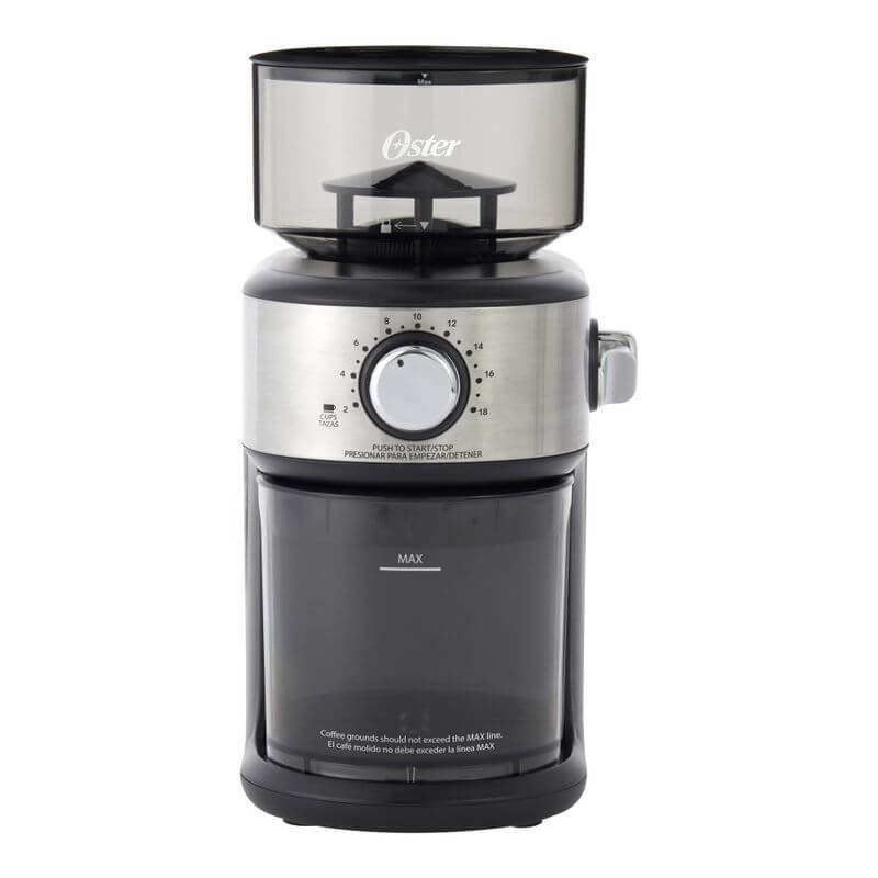 Molino de café automatico hasta 18 tazas OSTER con sistema automático y 18 niveles de molienda ajustables