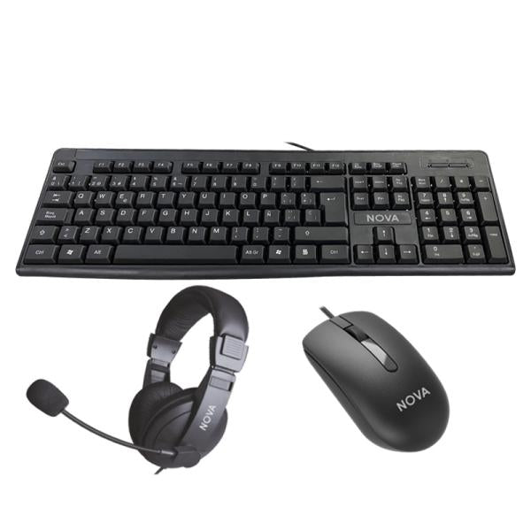 TECLADO ,MOUSE Y HEADSET NOVA USB KB5982U0001C