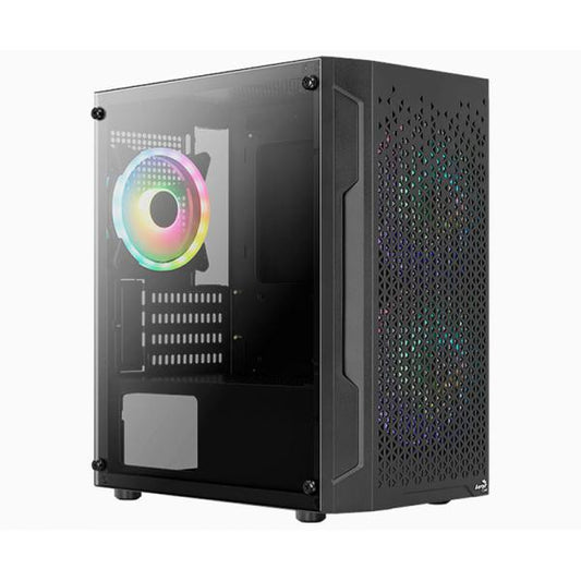 CASE GAMING RGB AEROCOOL TRINITY MINI G-BK-V3 MINI TOWER 1 VENTILADOR DE 120MM Y 2 DE 140MM CON VIDRIO LATERAL Y MALLA FRONTAL ACCS-PV32133.11