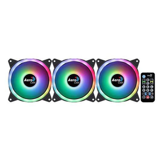ABANICO AEROCOOL DUO 12 PRO 3 VENTILADORES ARGB PRO 120MM 1 CONCENTRADOR DE CONTROL H66F RGB CONTROL REMOTO NEGRO ACF3-DU10227.11