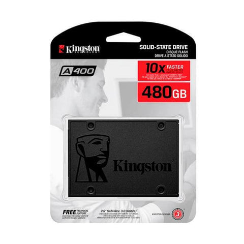 SSD interno Kingston 480GB A400, 10X más rápido, optimiza el rendimiento de tu computadora.