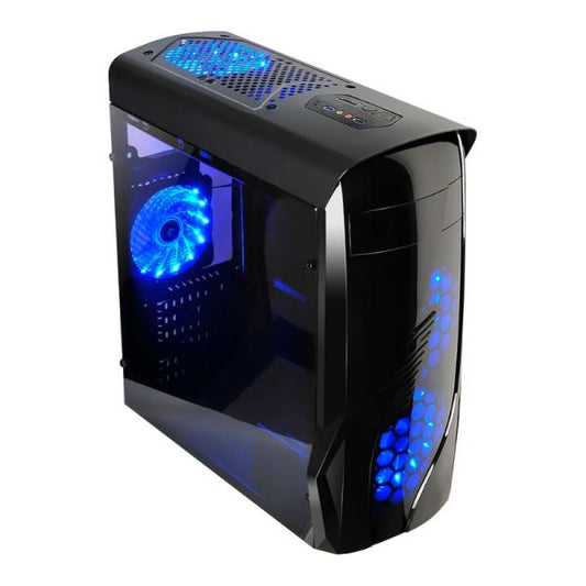 CASE GAMING AGILER MID TOWER VENTILADORES 4 DE 120MM LED AZUL CON VIDRIO FRONTAL AGI-C010