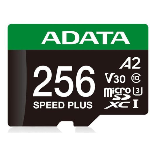MEMORIA MICRO SDXC 256GB ADATA SPEED PLUS 180/160 MB/S CON ADAPTADOR COMPATIBLE CON DRONES NINTENDO 4K UD256GUI3V30A2SP-RA1