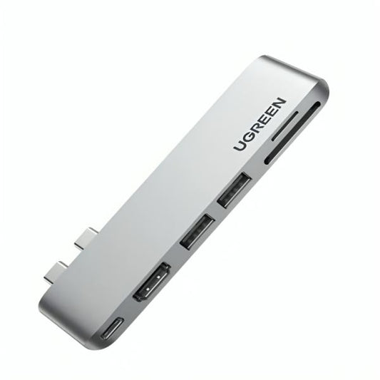 HUB UGREEN CM380 MULTIFUNCIONAL USB-C 2 PUERTOS USB 3.0 1 PUERTO HDMI RTO PARA TARJETAS SD/TF PARA MACBOOK AIR/PRO 80856
