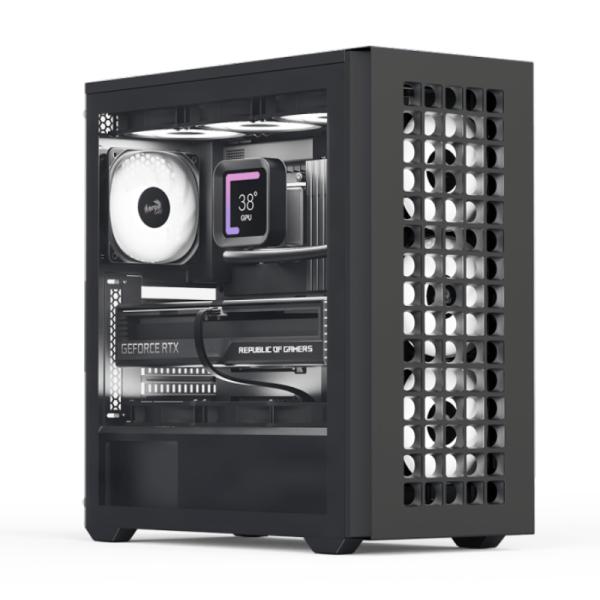 CASE GAMING RGB AEROCOOL D502A MINI TOWER VENTILADORES 4 DE 120MM CON VIDRIO LATERAL Y FRONTAL D502A-G-BK-V1