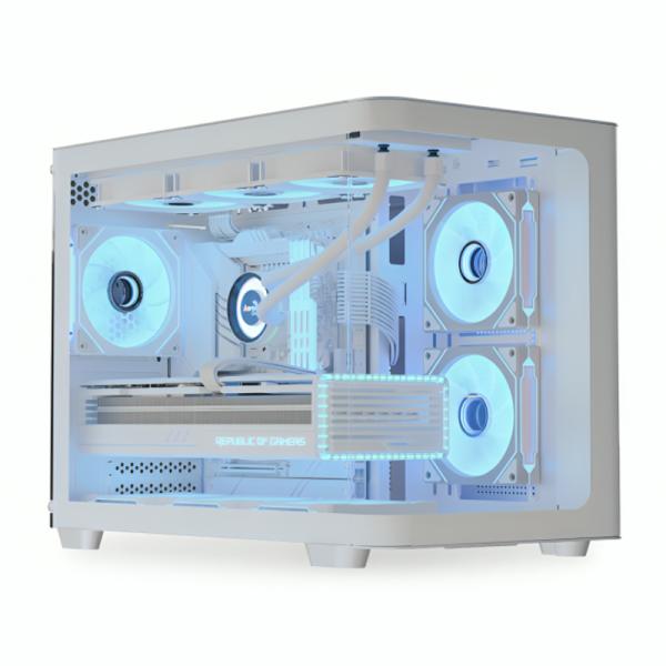CASE GAMING RGB AEROCOOL P300C MINI TOWER VENTILADORES 3 DE 120MM CON VIDRIO LATERAL Y FRONTAL P300C-G-WT-V1