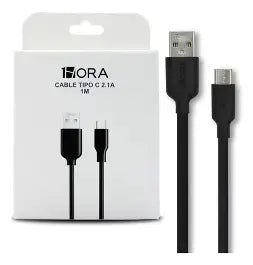 CABLE USB TIPO C 2.1A 1M 1HORA CAB237 NEGRO