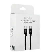 CABLE USB TIPO C A TIPO C TRENZADO 1M 1HORA CAB265 NEGRO