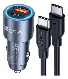 CARGADOR PARA AUTO 38W USB TIPO C 1HORA GAR241 GRIS