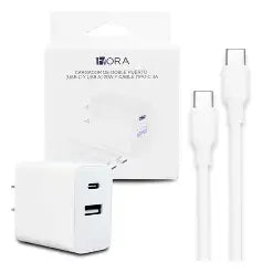 CARGADOR RÁPIDO 20W 1HORA GAR162 CON CABLE TIPO C BLANCO