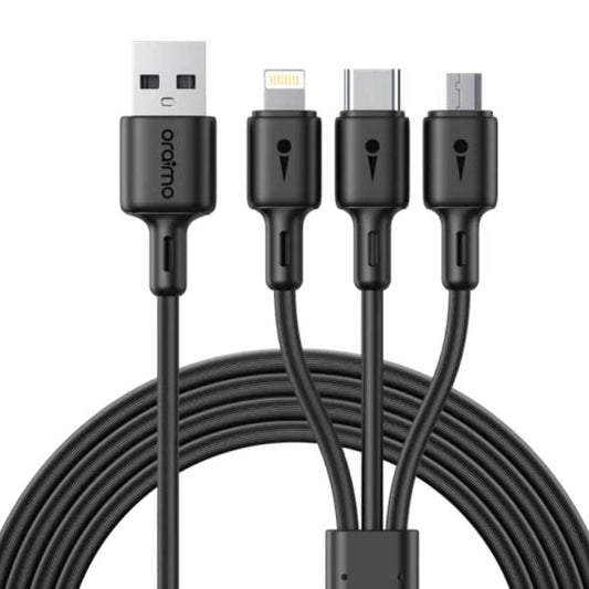 CABLE 3 EN 1 USB-A A MICRO-USB USB-C Y LIGHTNING ORAIMO DURA LINE 3 3A 1.2M OCD-X93