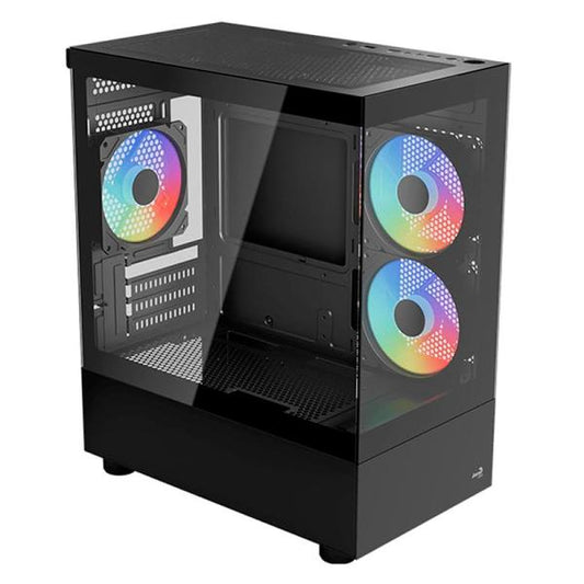 CASE RGB AEROCOOL VIEWPORT MINI-G-BK-V2 TORRE PEQUEÑA  VIDRIO FRONTAL Y LATERAL 2 ABANICOS LATERALES Y 1 ABANICO TRASERO ACCM-ES09133.11