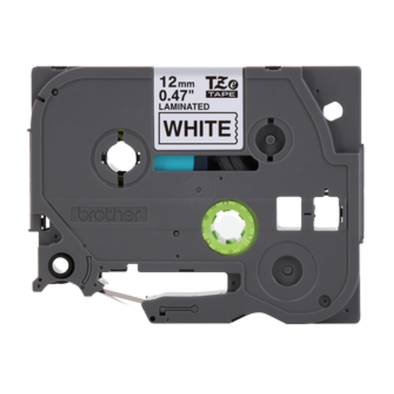 CINTA LAMINADA BROTHER TZE231G 12MM X 8M NEGRO SOBRE FONDO BLANCO