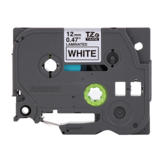 CINTA LAMINADA BROTHER TZE231G 12MM X 8M NEGRO SOBRE FONDO BLANCO