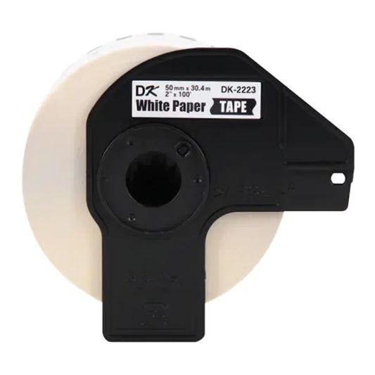 CINTA CONTINUA BROTHER DK2223 50 MM X 30.4M COMPATIBLE CON IMPRESORAS QL BLANCO CON TEXTO NEGRO