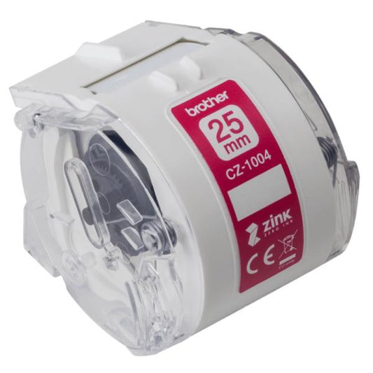 CINTA ADHESIVA CONTINUA A COLOR BROTHER CZ1004 ZERO INK 25MM X 5M COMPATIBLE CON IMPRESORA VC-500W