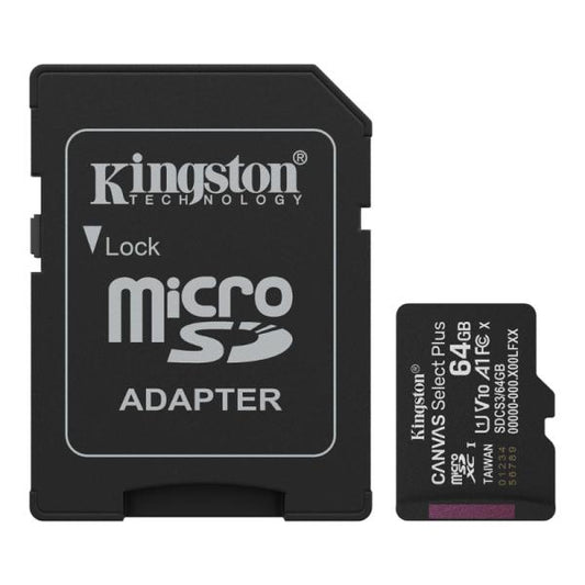 MEMORIA MICRO SD 64GB KINGSTON CLASE 10 UHS-I U1 100 MB/S PARA DISPOSITIVOS Y CAMARAS ANDROID SDCS3/64GB