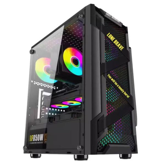 CASE RGB EAGLE WARRIOR CG01Q8RA003C VENTILADORES ARGB 3 DE 120MM VIDRIO TEMPLADO CON FUENTE DE PODER FCF2LAW5001C